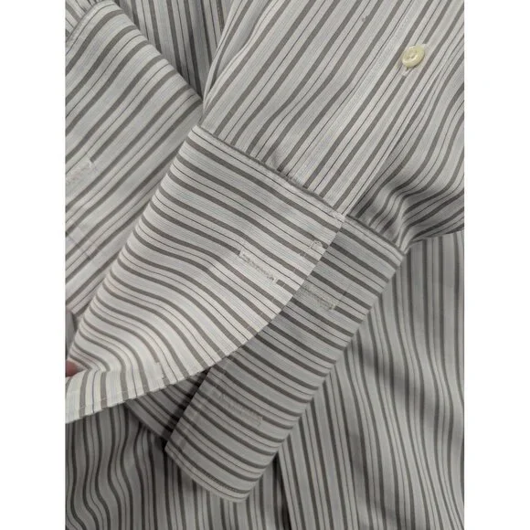 Brooks Brothers Shirt Mens 16.5 34 Blue Gray Striped Regular Fit Non Iron Supima - Picture 2 of 9